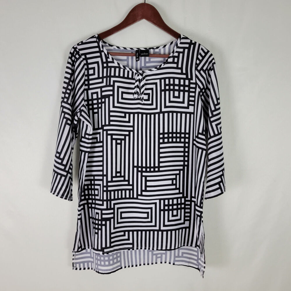 New Directions Shirt Womens Small Tunic‎ Top Long Sleeve Round Keyhole Neck